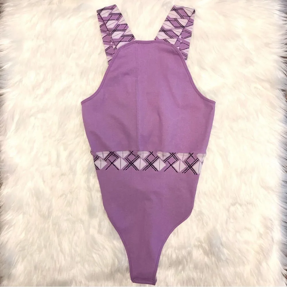 Free People FP Movement Lilac Purple Thong Bodysuit XS / Small NWOT XS/S Stretch